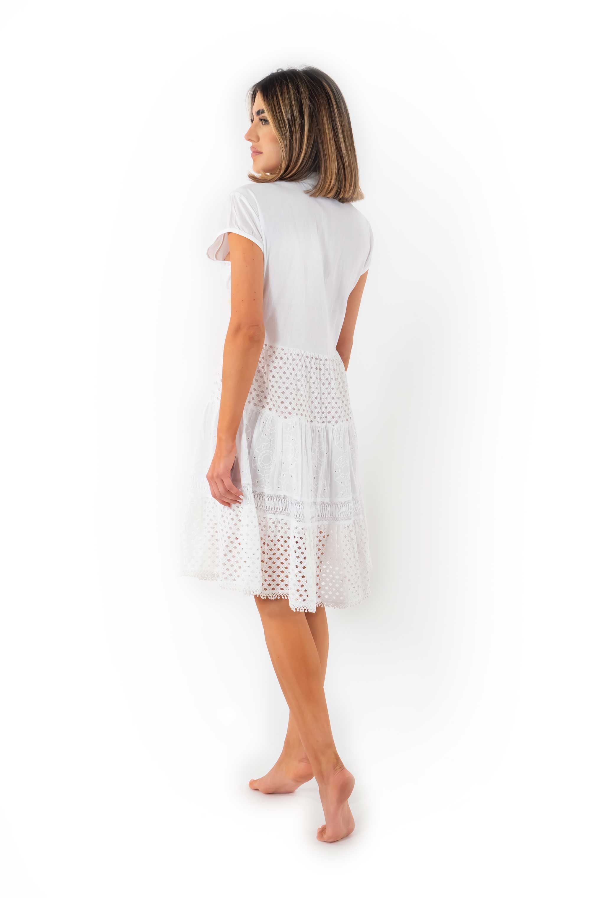 Vestito bianco a maniche corte Ambra