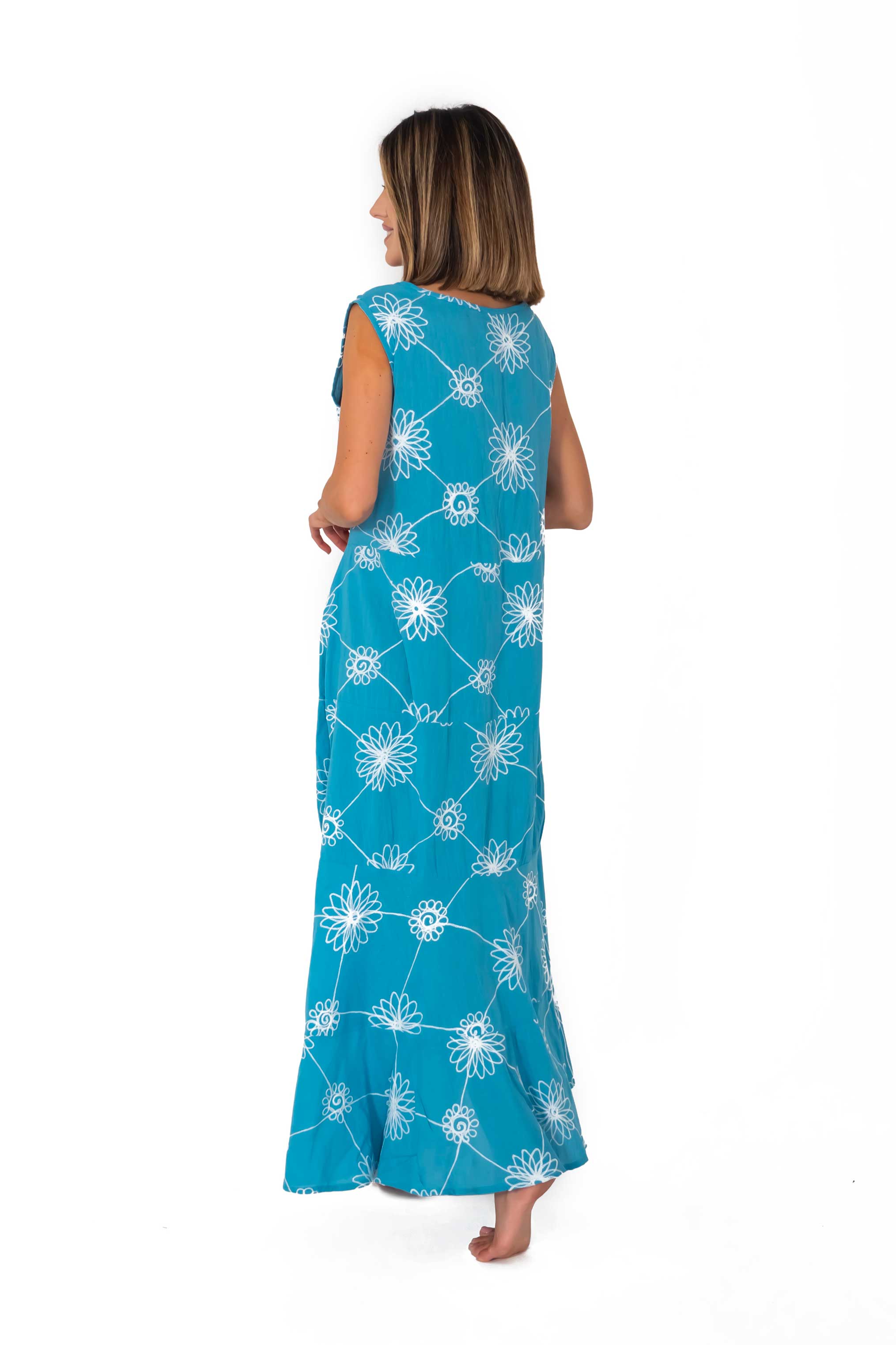 Vestito smanicato in pizzo Lipari