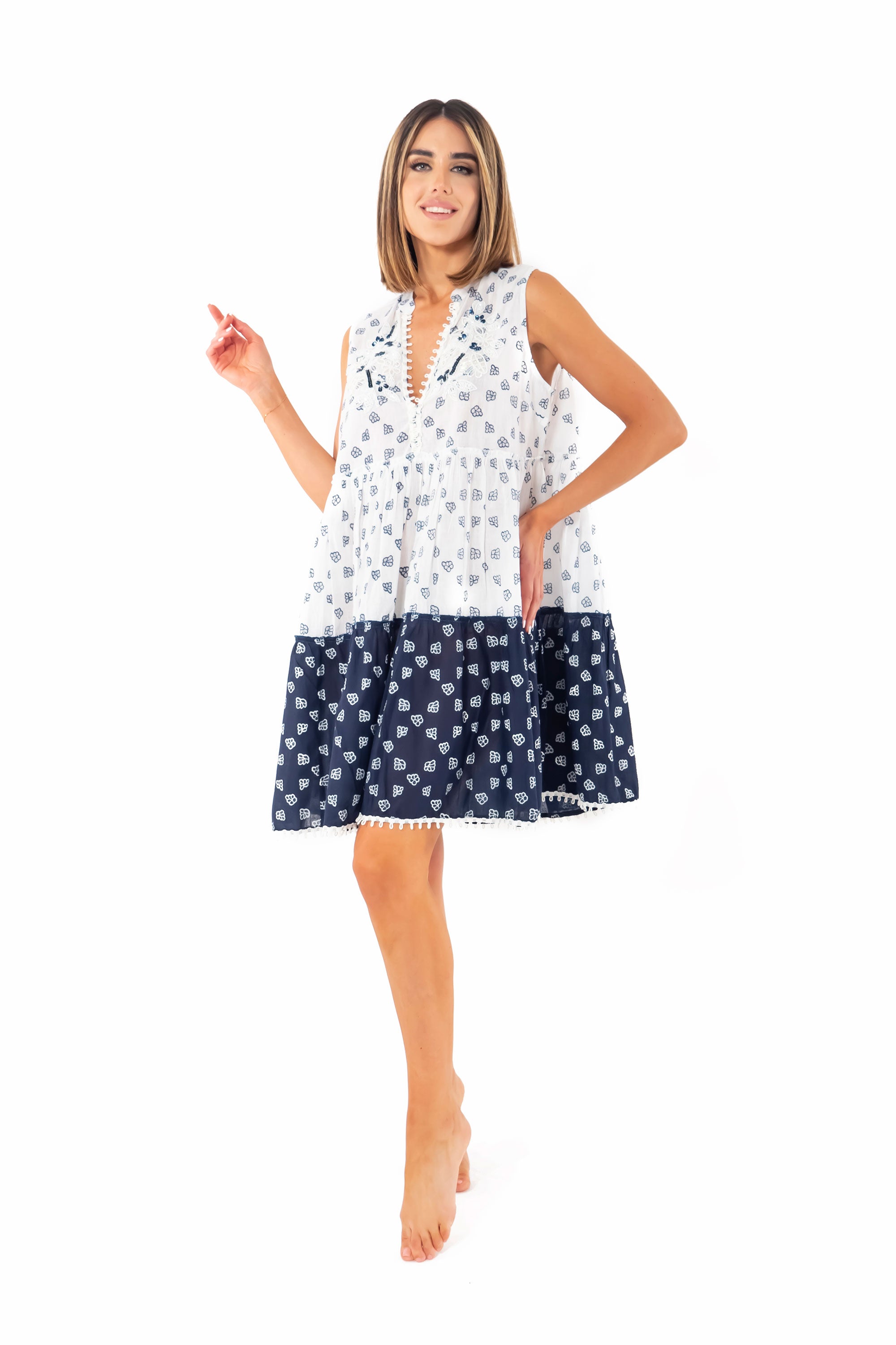 Vestito bianco e blu Lisa