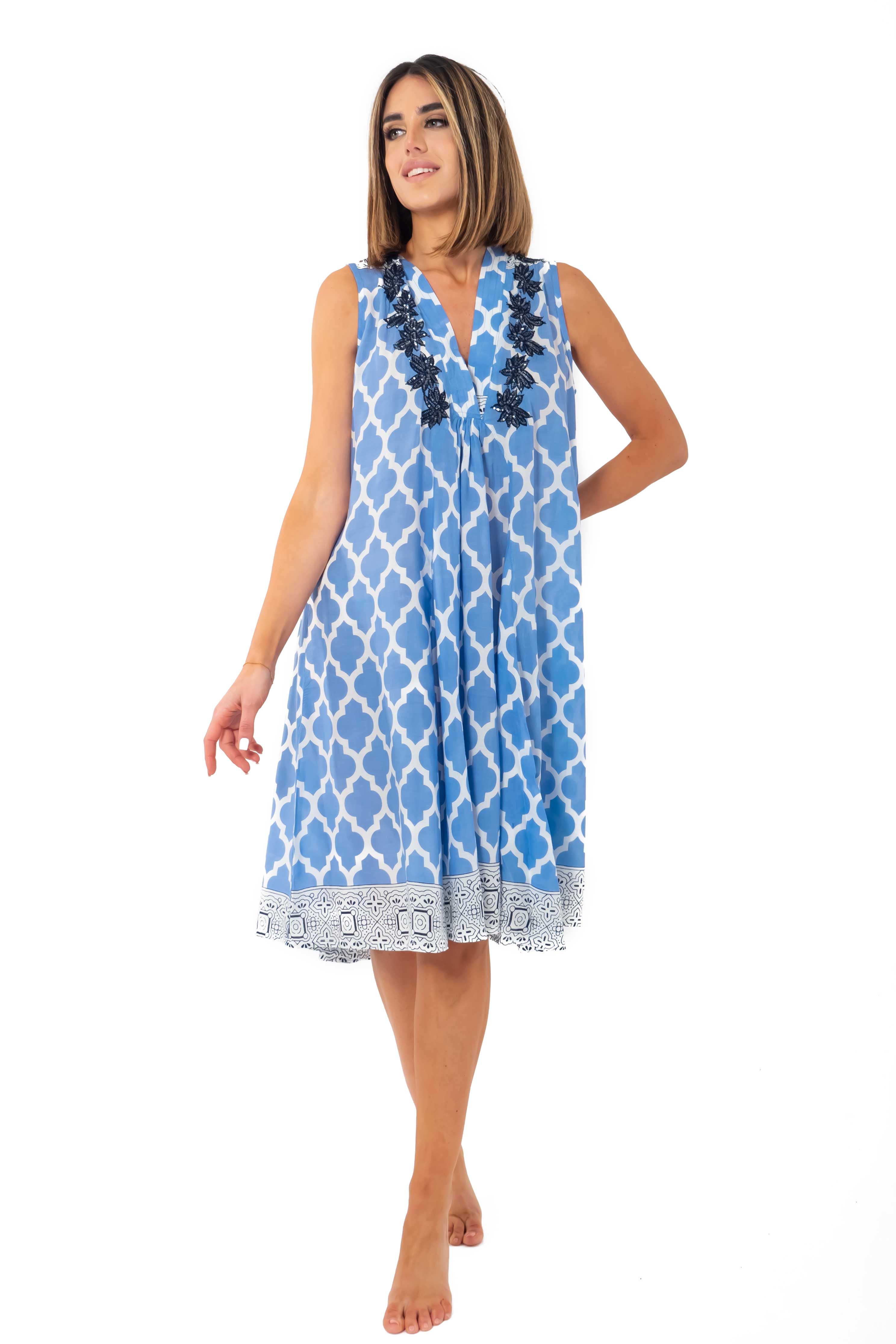Vestito smanicato celeste Micol