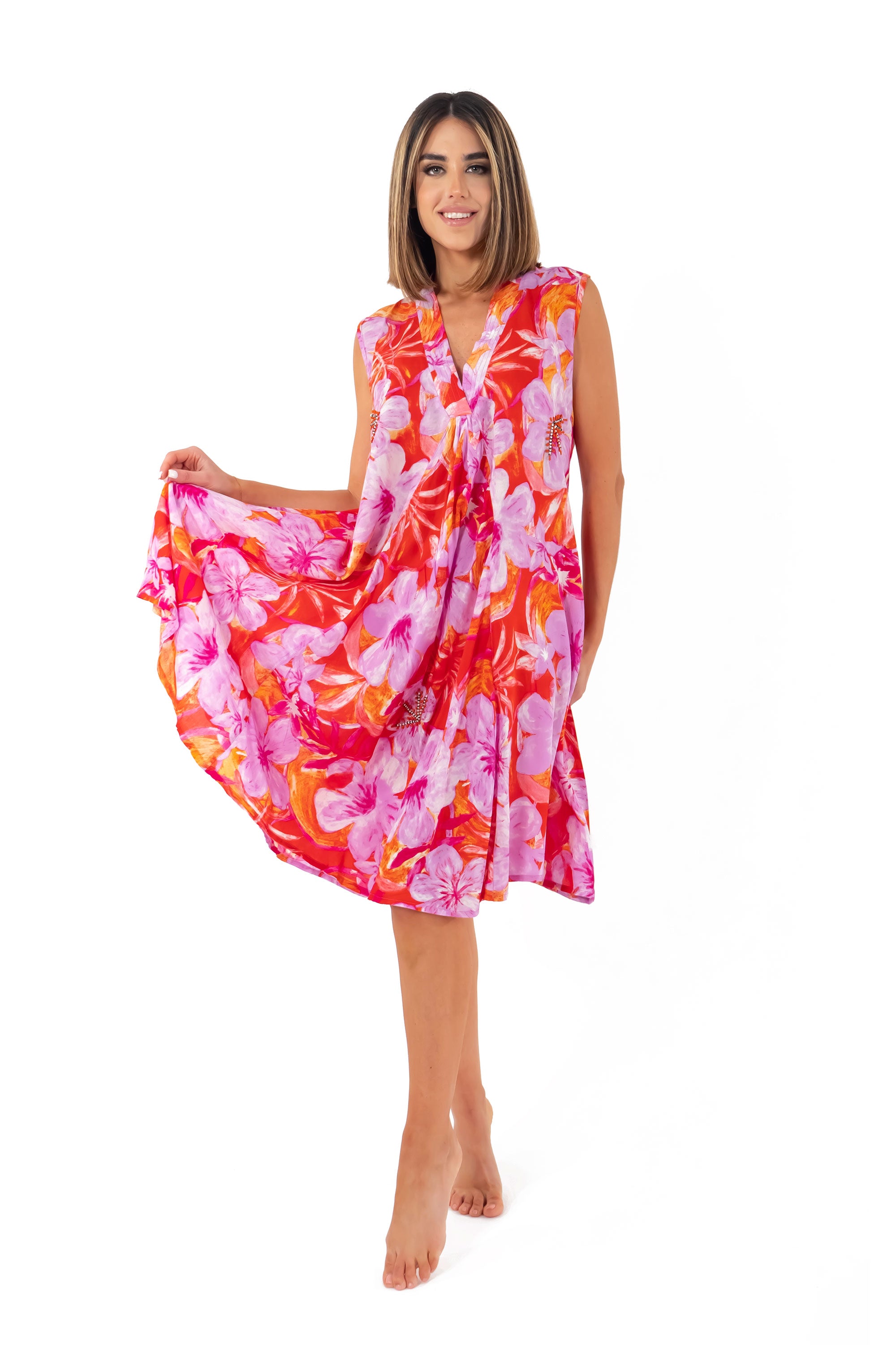 Vestito smanicato a fiori Micol