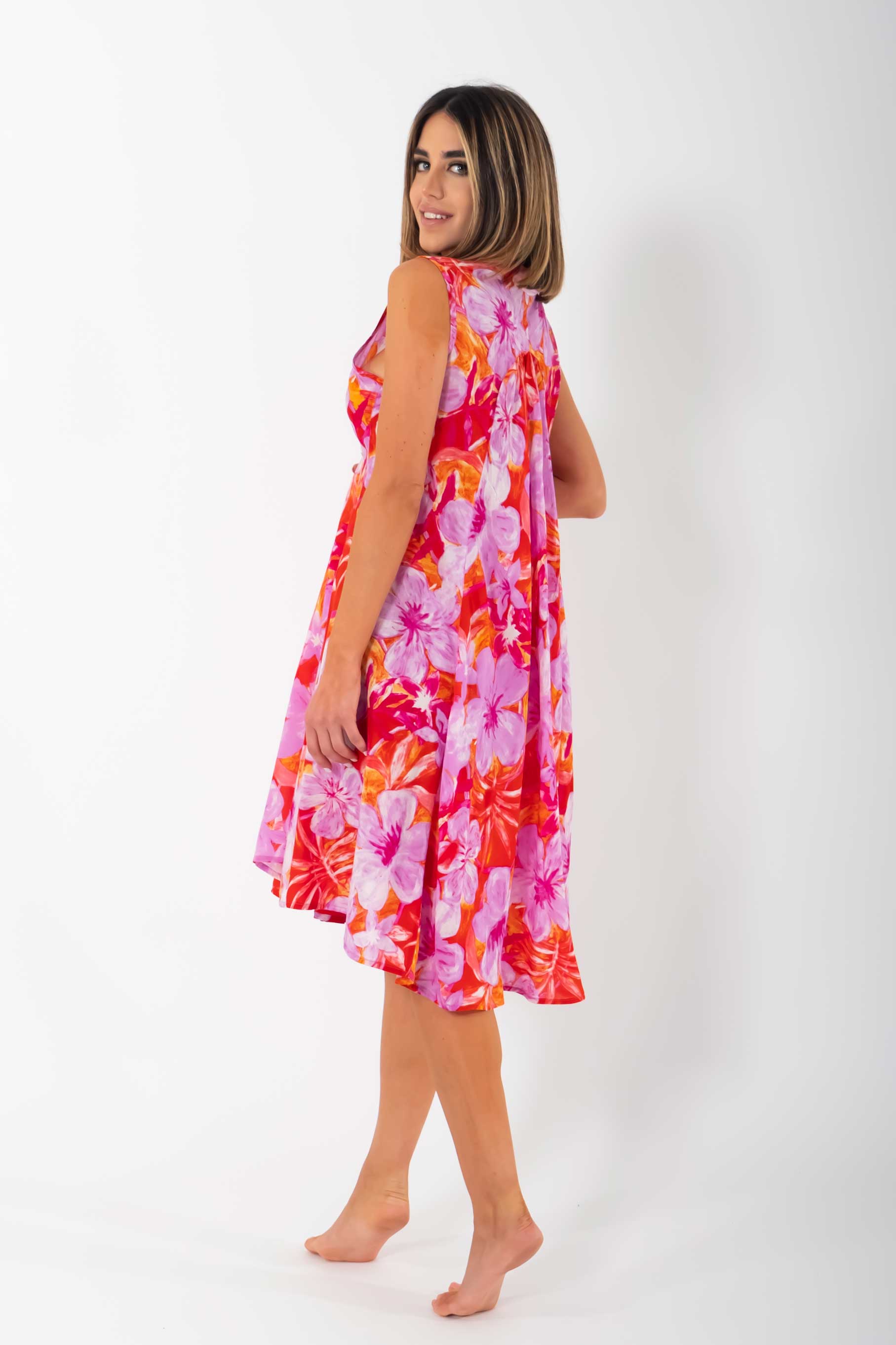 Vestito smanicato a fiori Micol