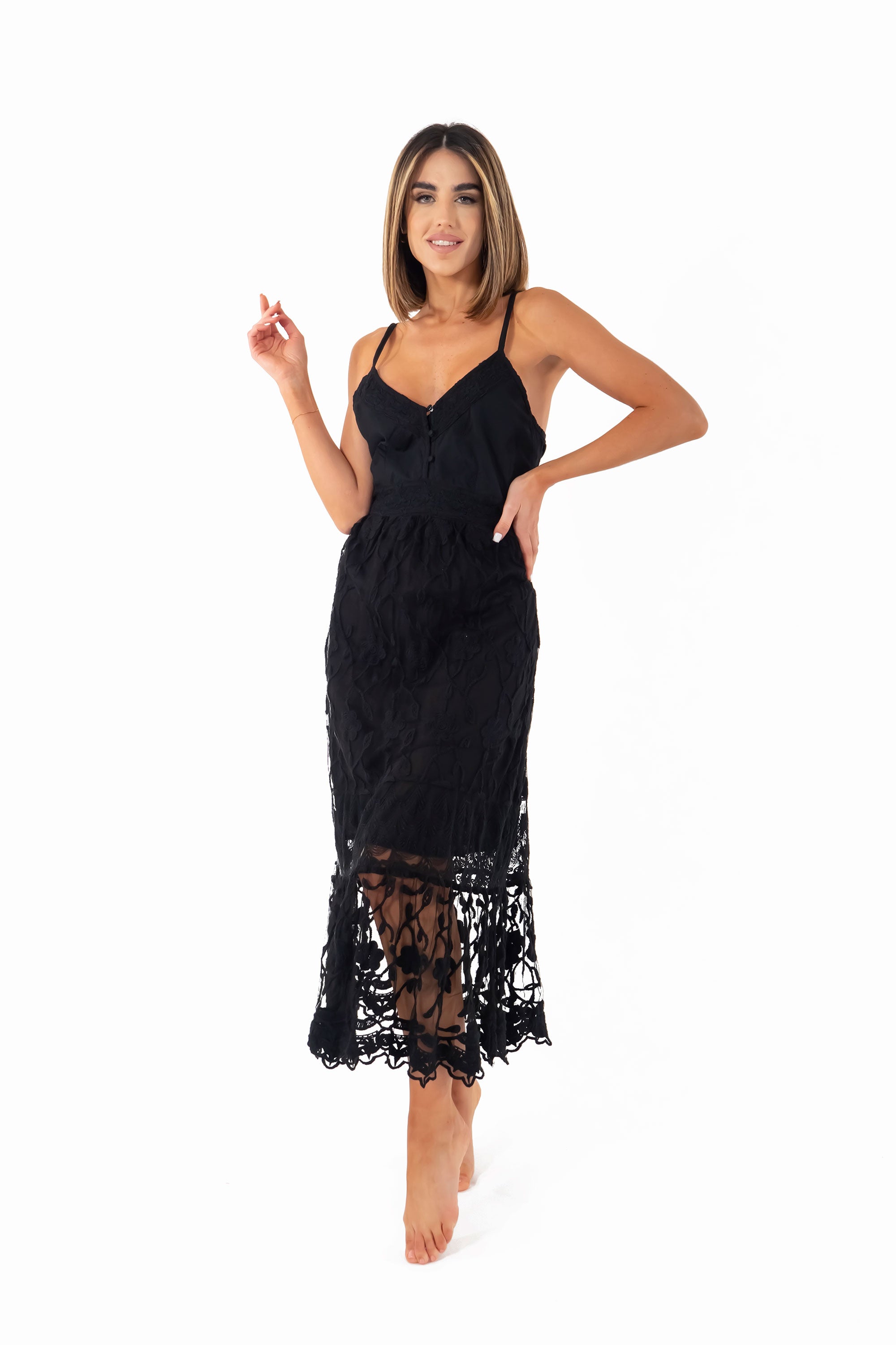 Vestito in pizzo con spalline Sara