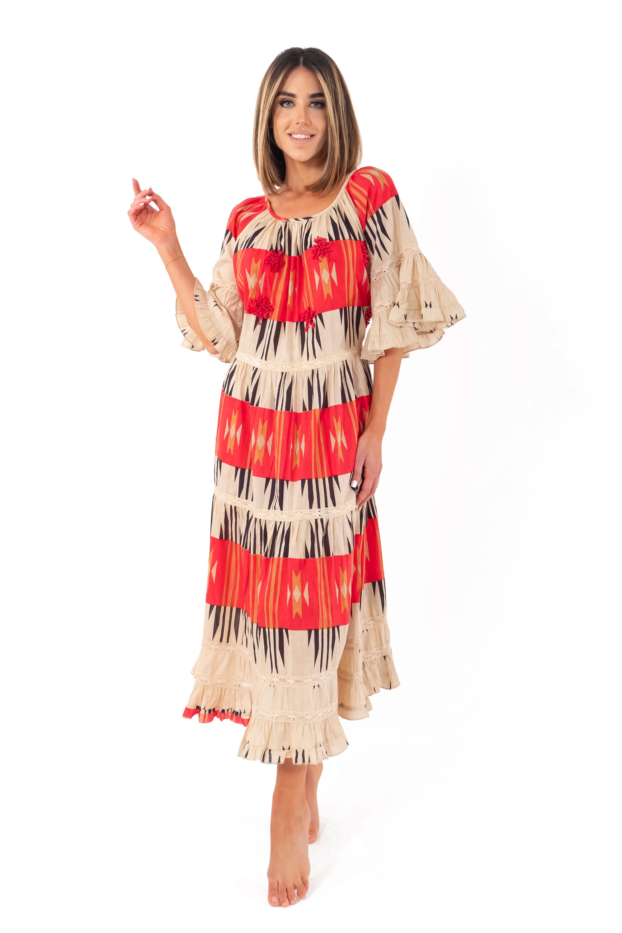 Vestito lungo con fantasia etnica Lipari