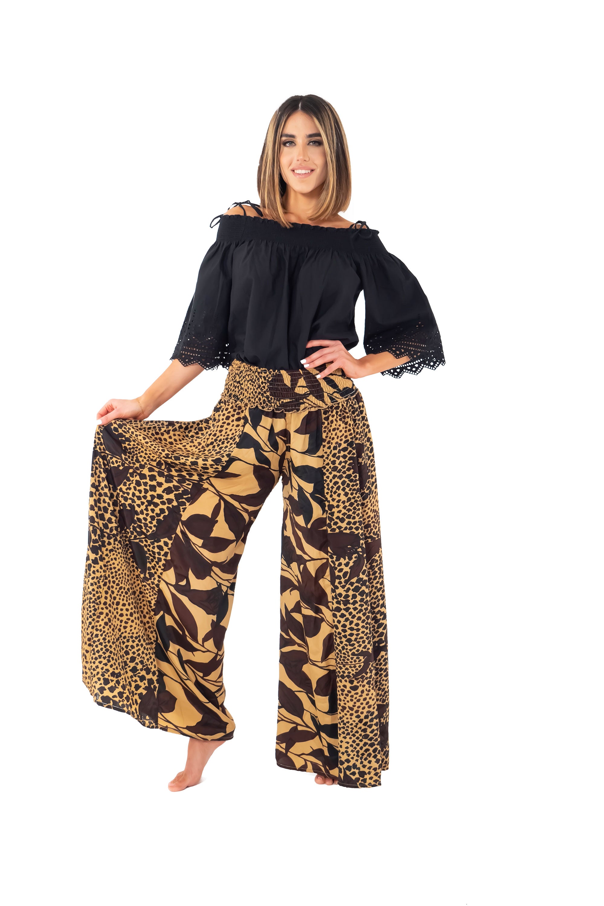 Pantaloni Palazzo animalier