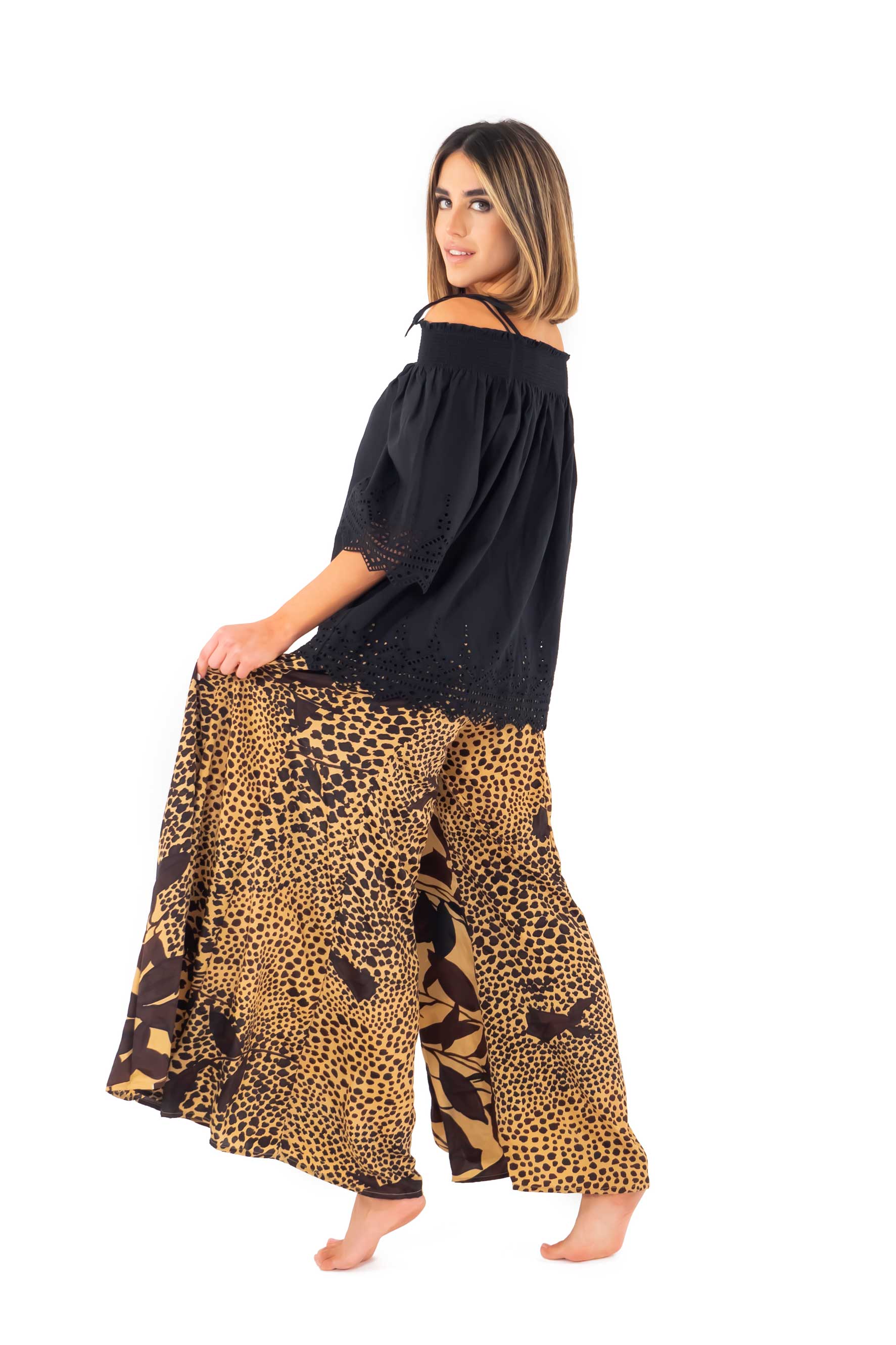 Pantaloni Palazzo animalier