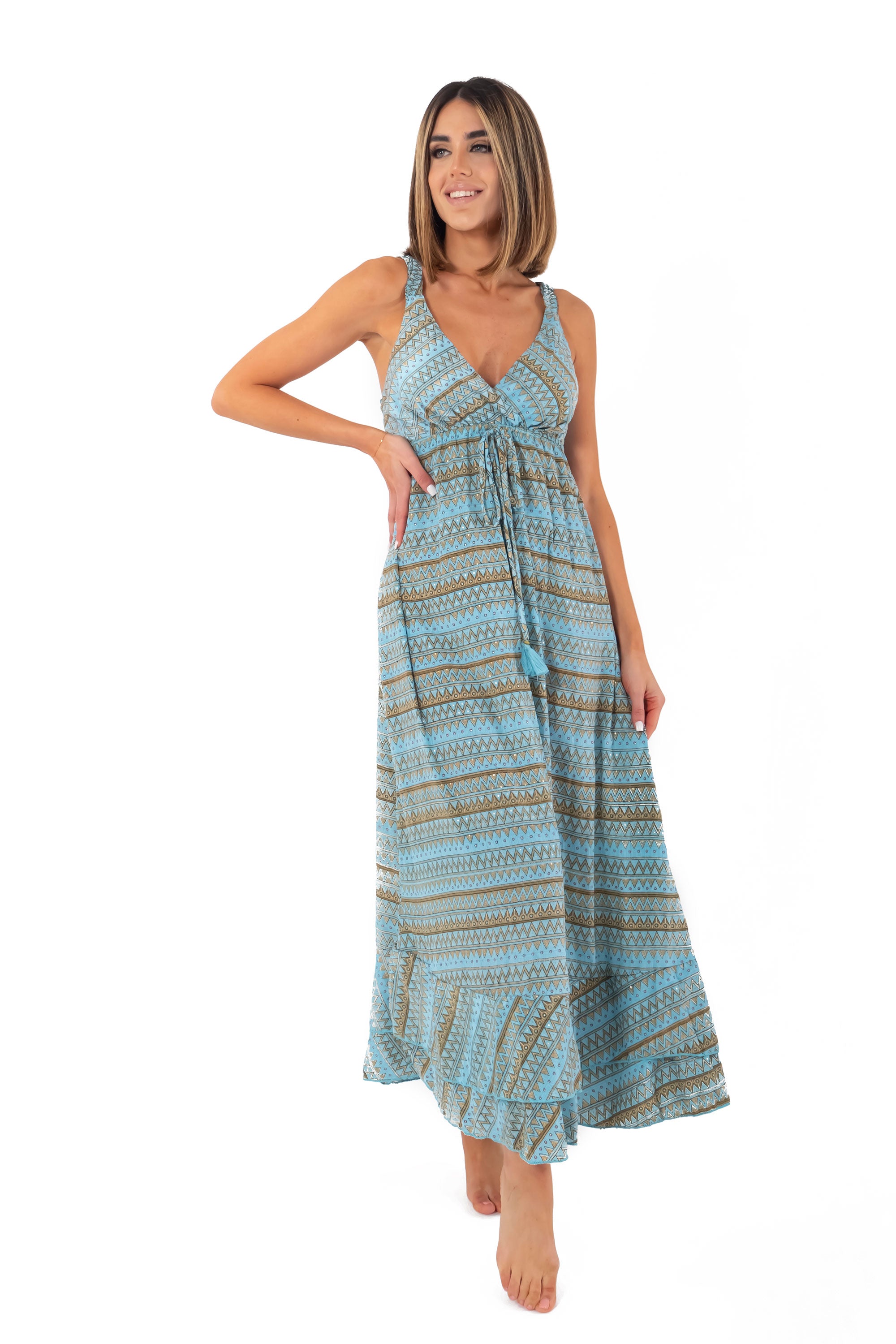 Vestito azzurro con spalline Lidia