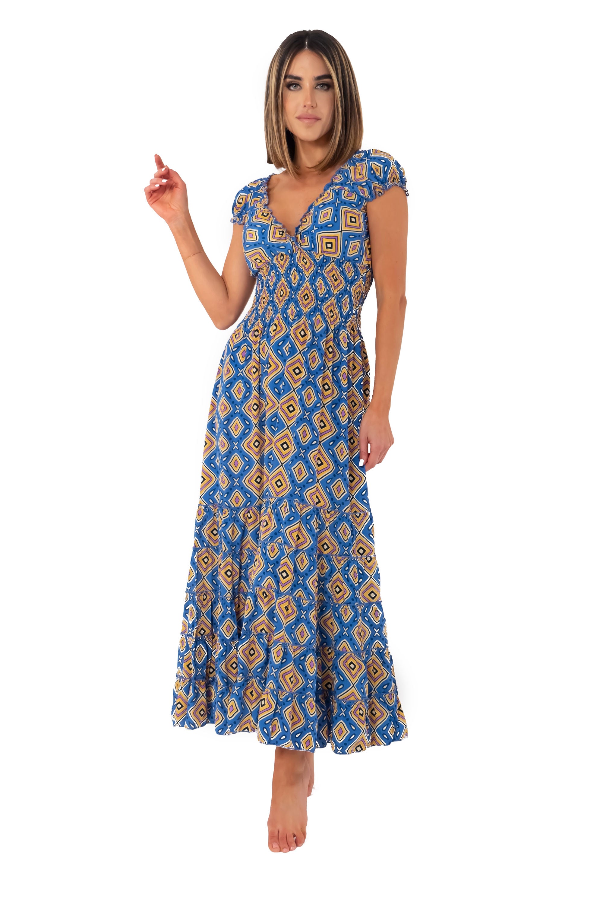 Vestito lungo blu Shirley
