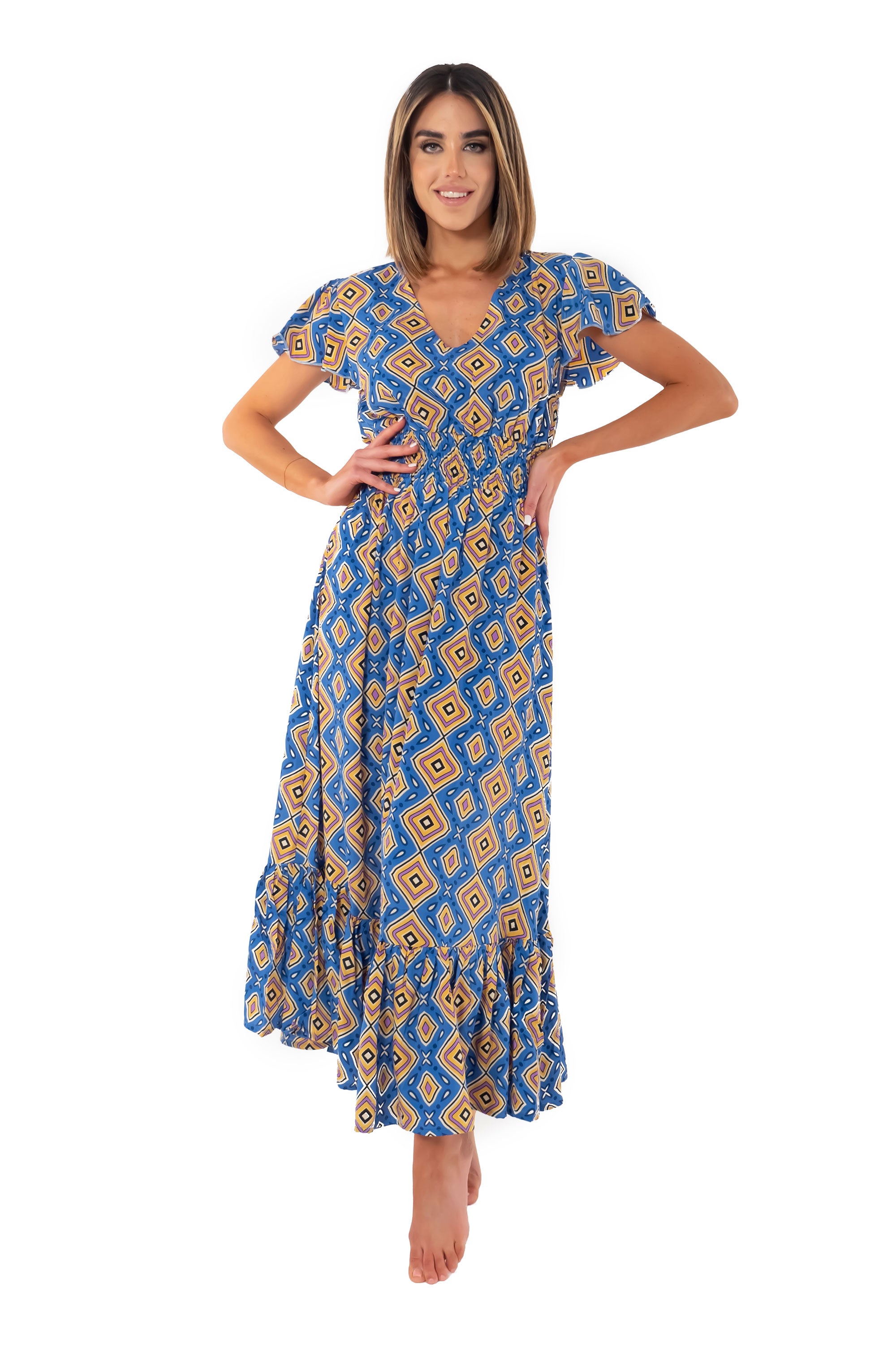 Vestito lungo blu Dina