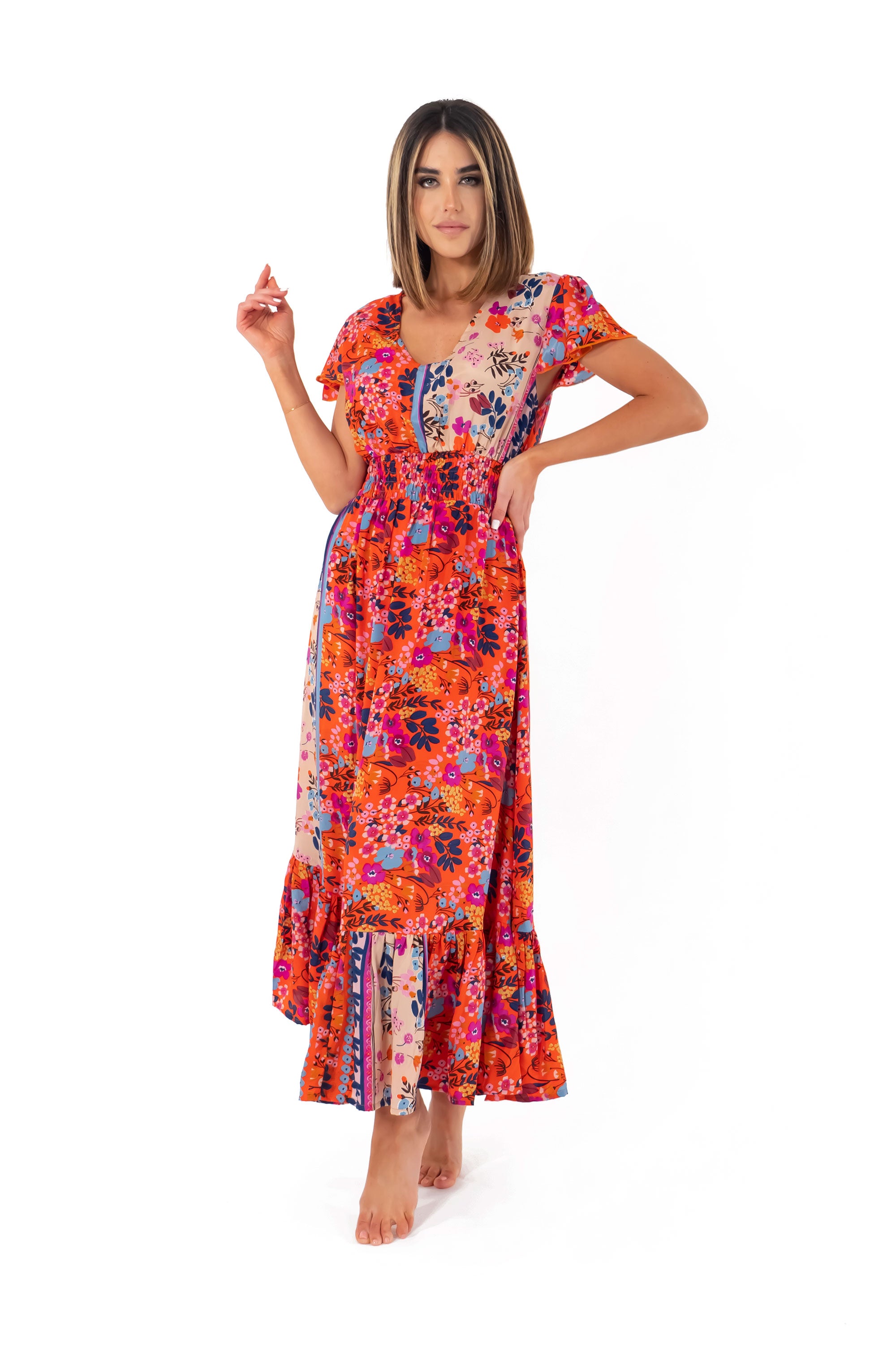 Vestito lungo a fiori Dina