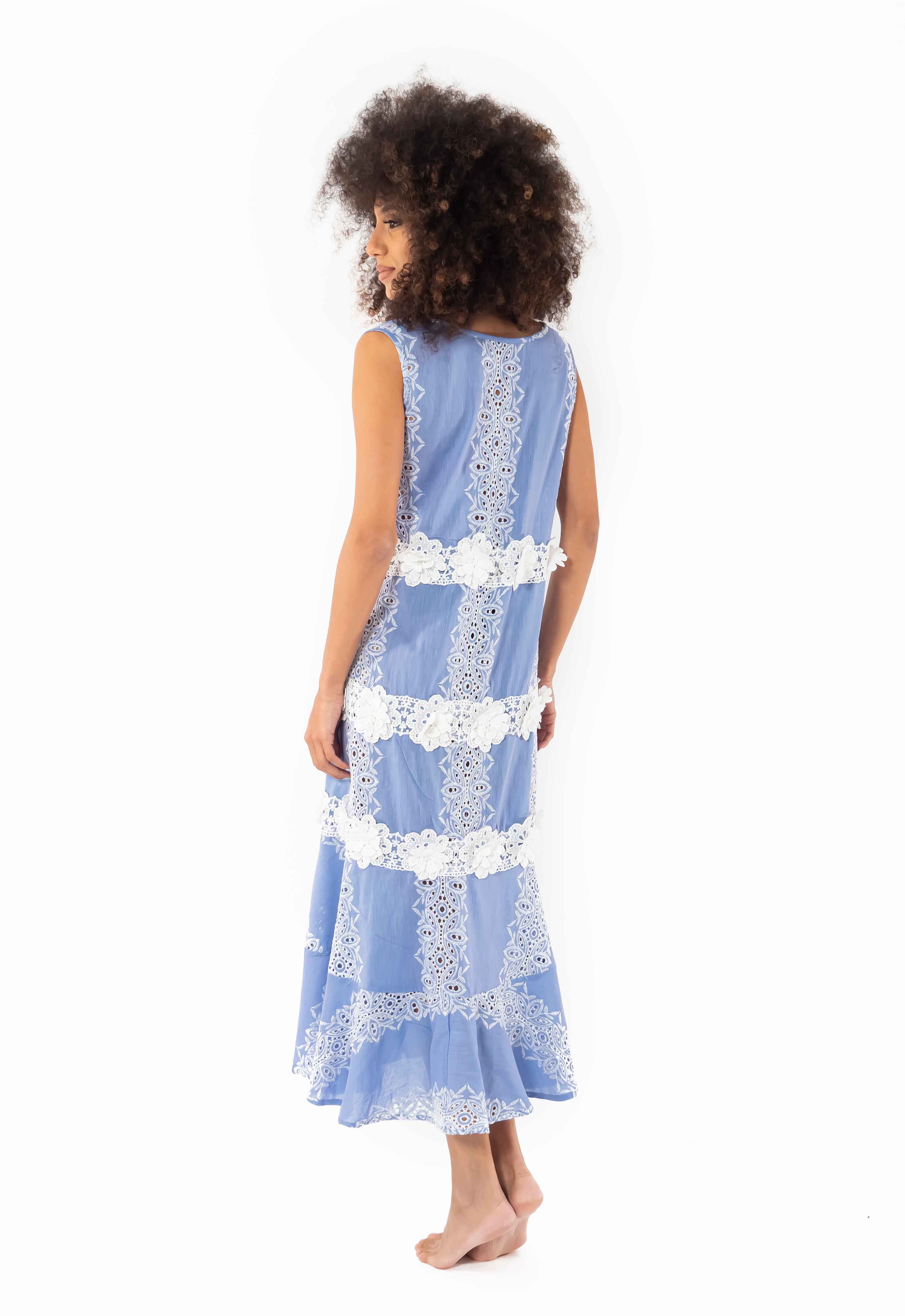 Vestito in pizzo lungo smanicato Lipari