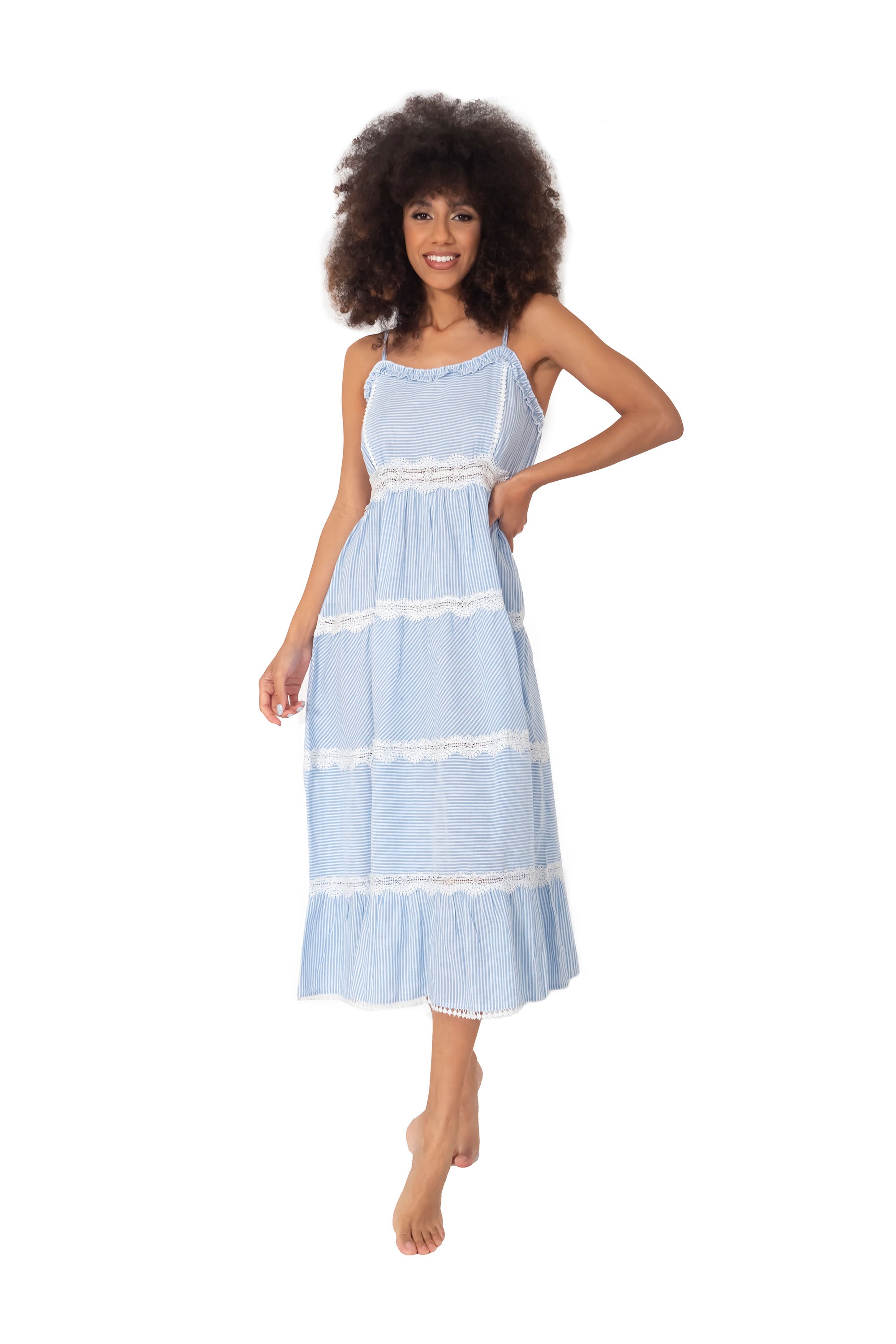 Vestito a righe lungo con spalline Ava
