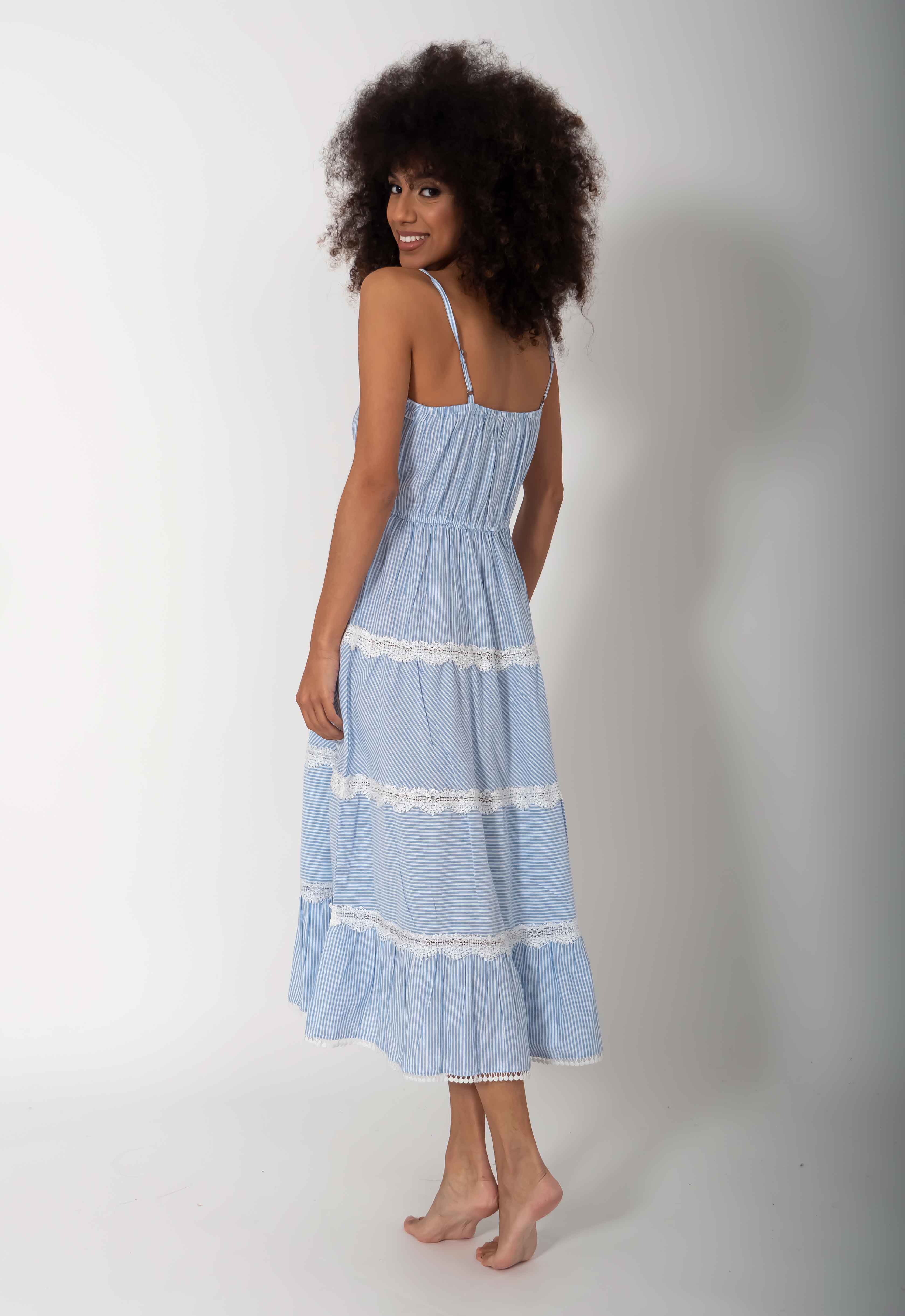 Vestito a righe lungo con spalline Ava