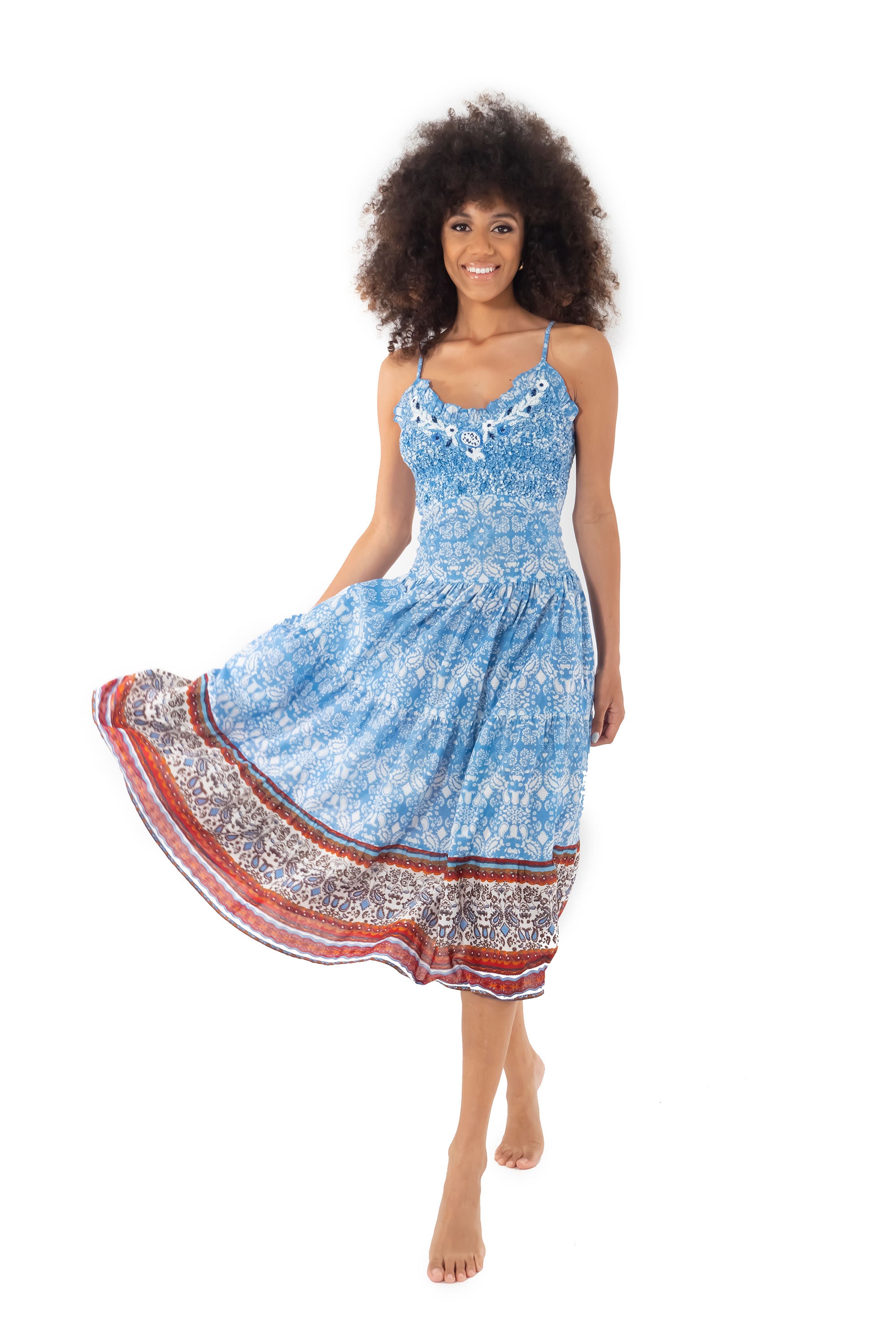 Vestito lungo in cotone con spalline Lara