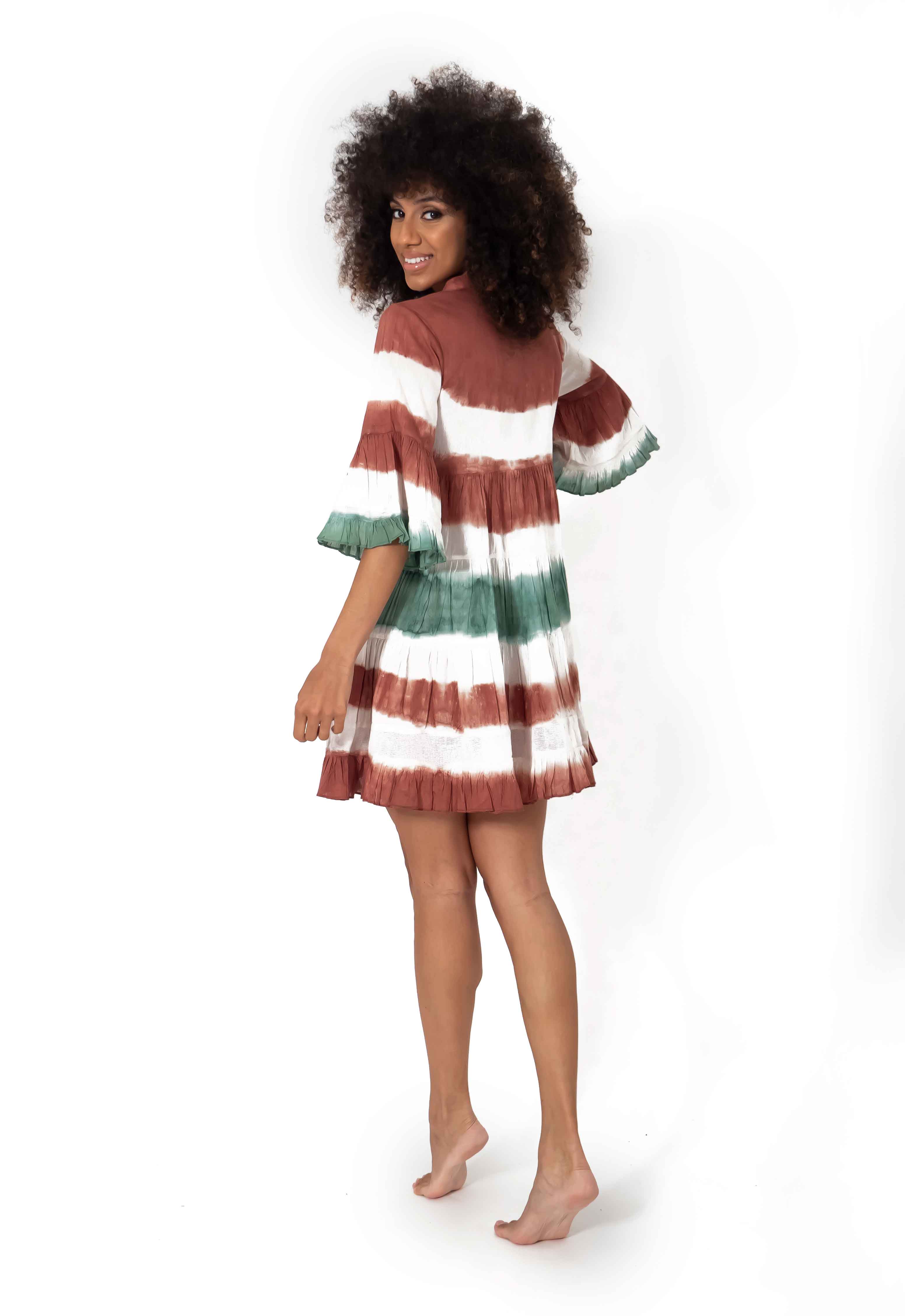 Vestito tie dye con maniche a 3/4 Lily