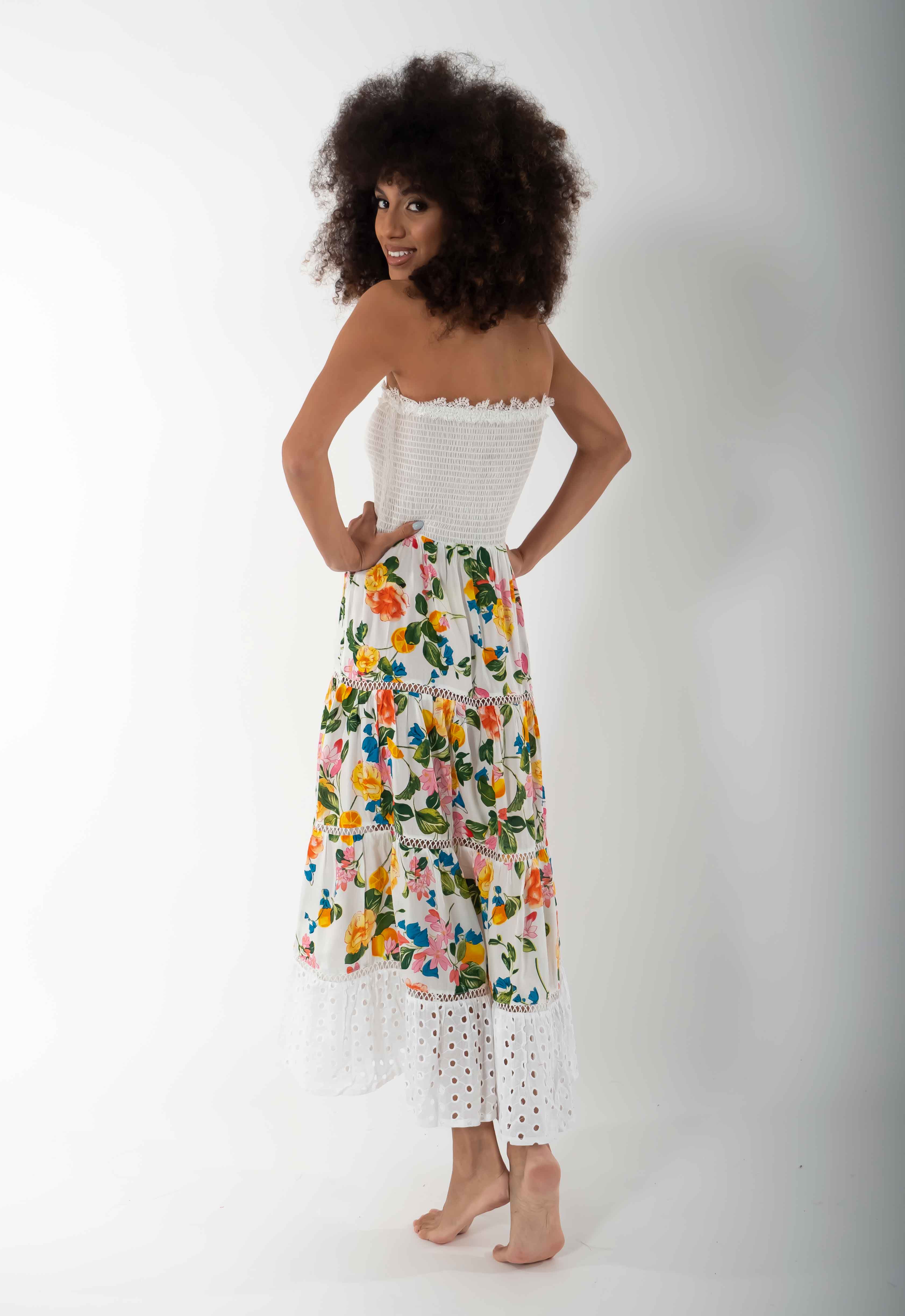 Vestito a fiori lungo a fascia Joy