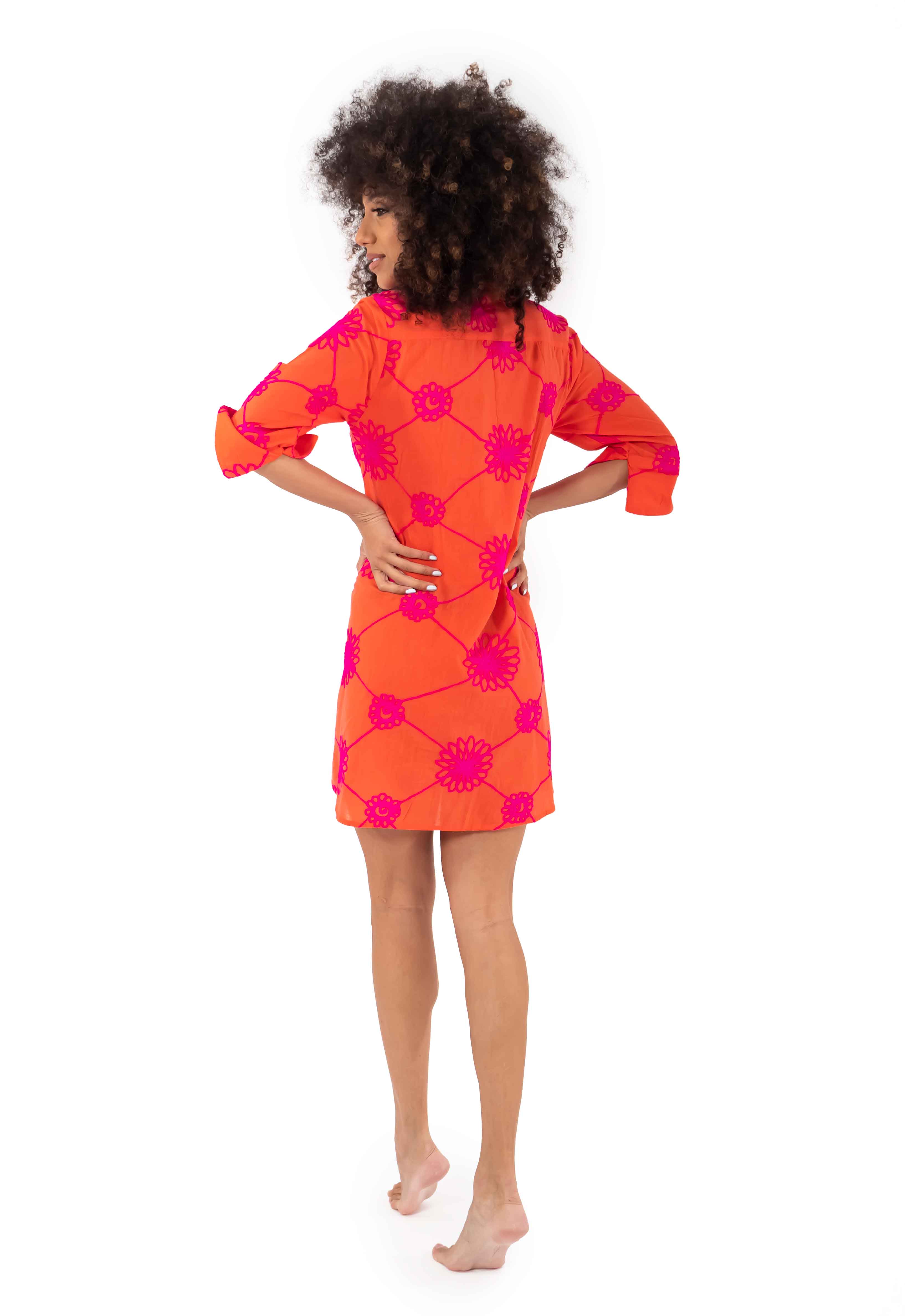 Vestito camicia in cotone con maniche a 3/4 Romina