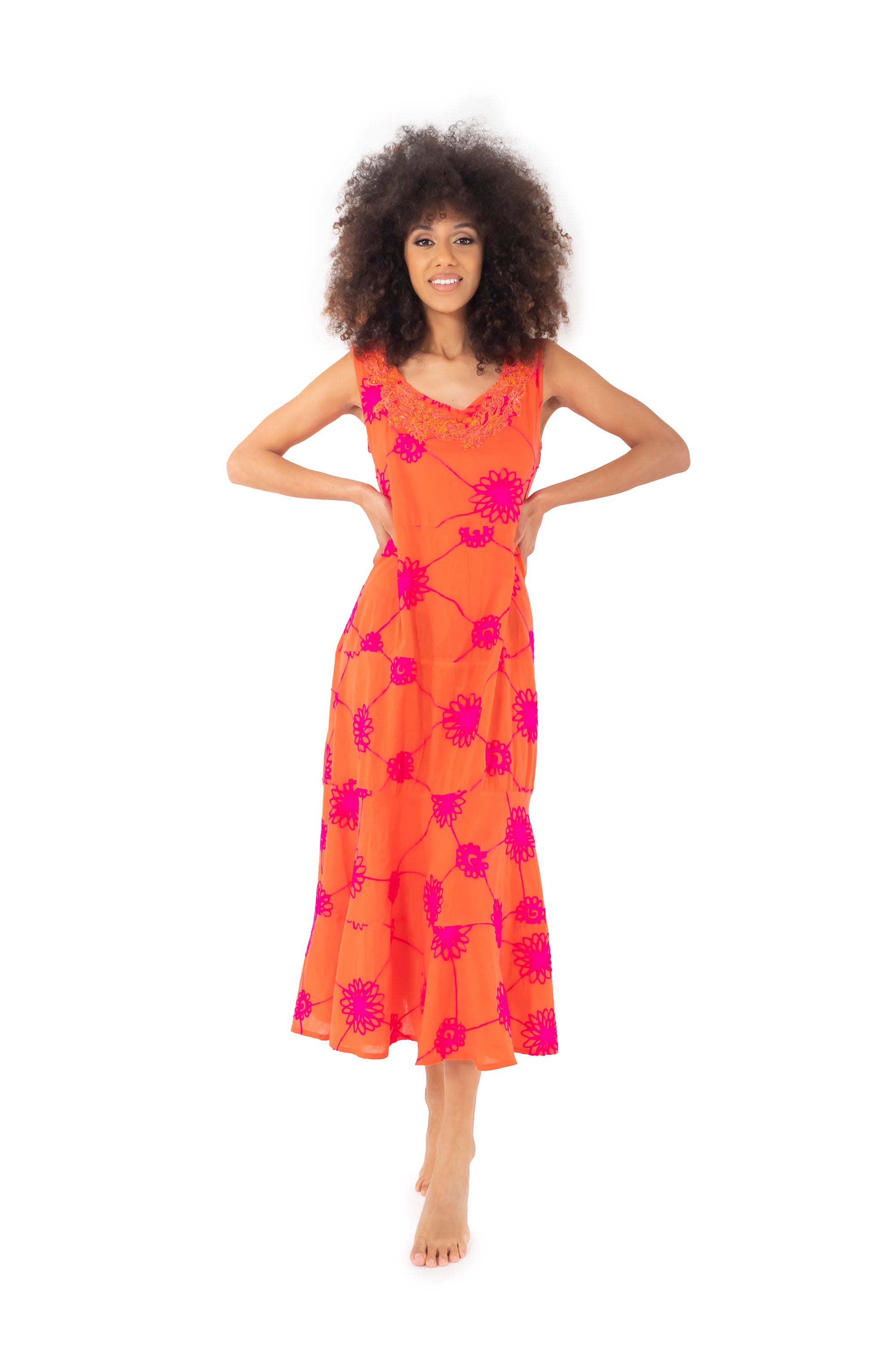 Vestito arancio lungo smanicato Lipari