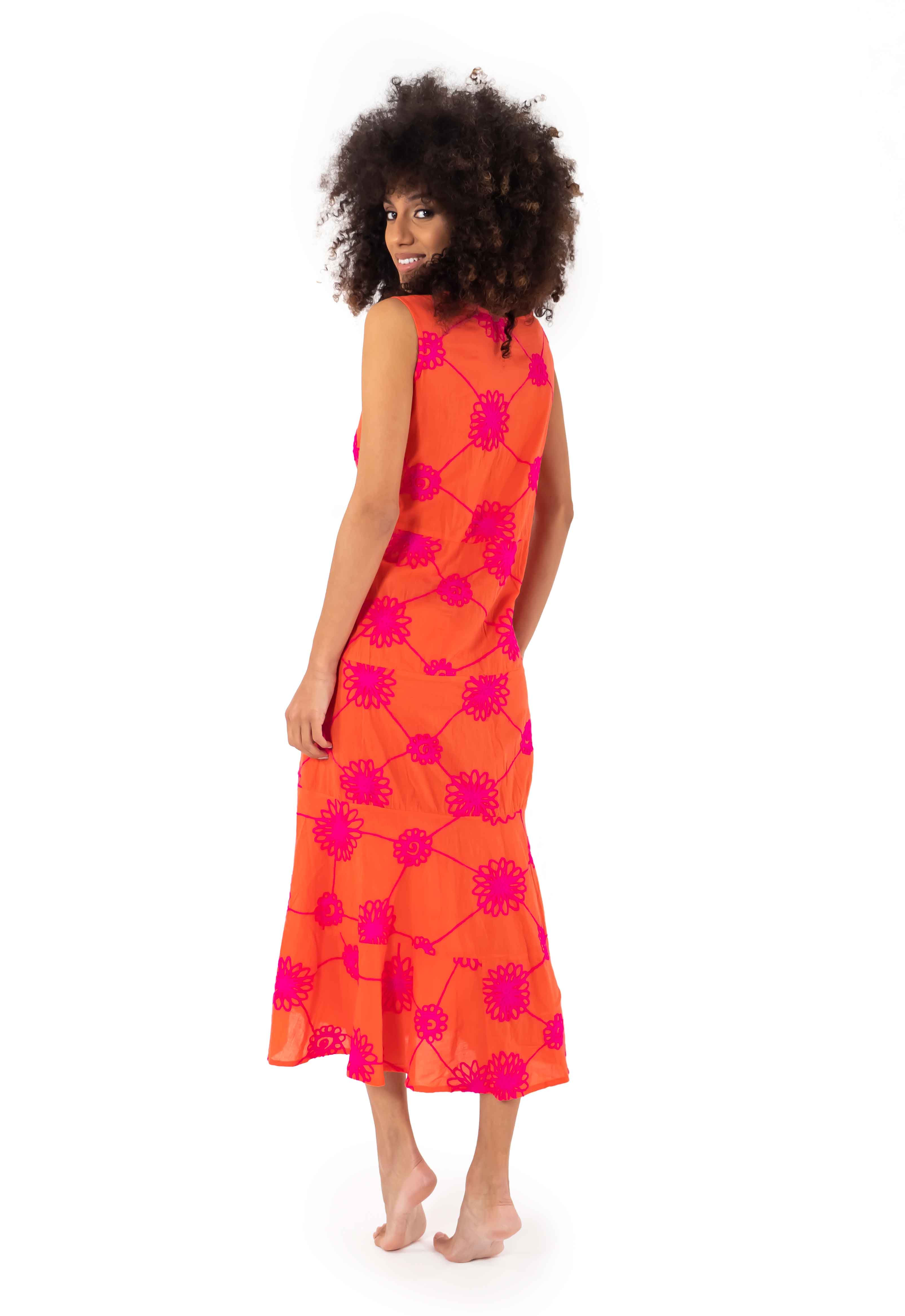 Vestito arancio lungo smanicato Lipari