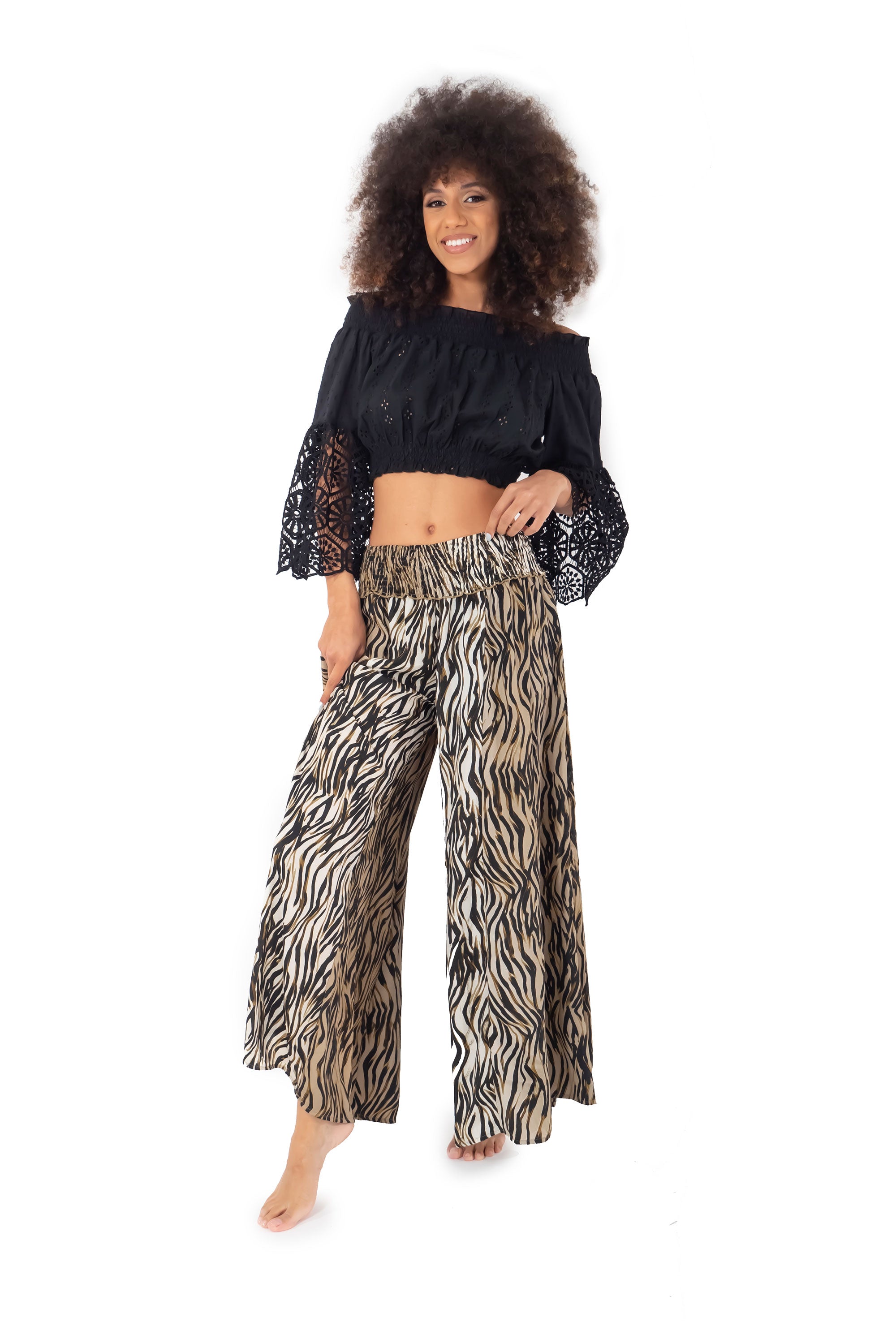 Pantaloni Palazzo animalier