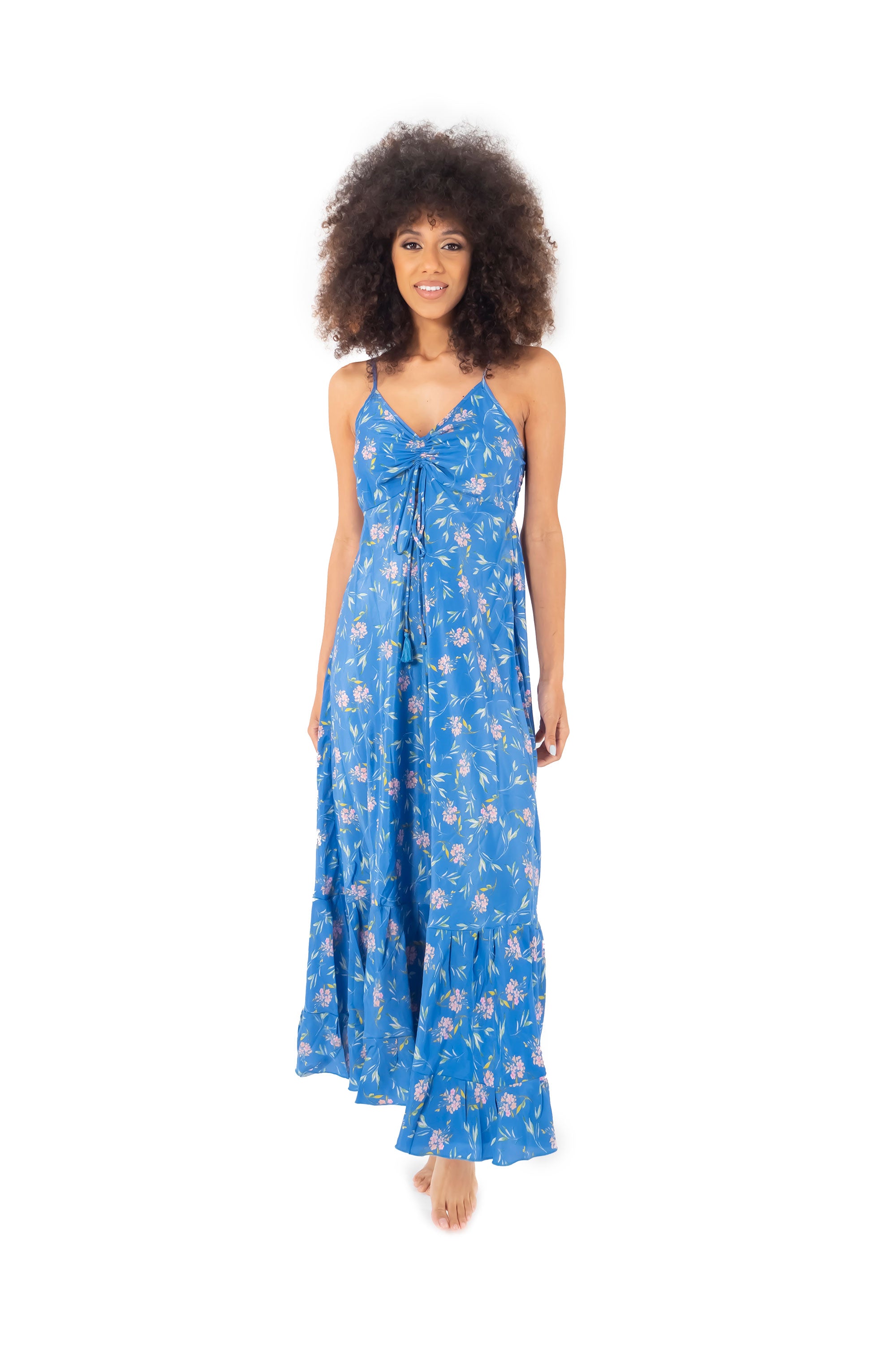 Vestito lungo a fiori con spalline Angie