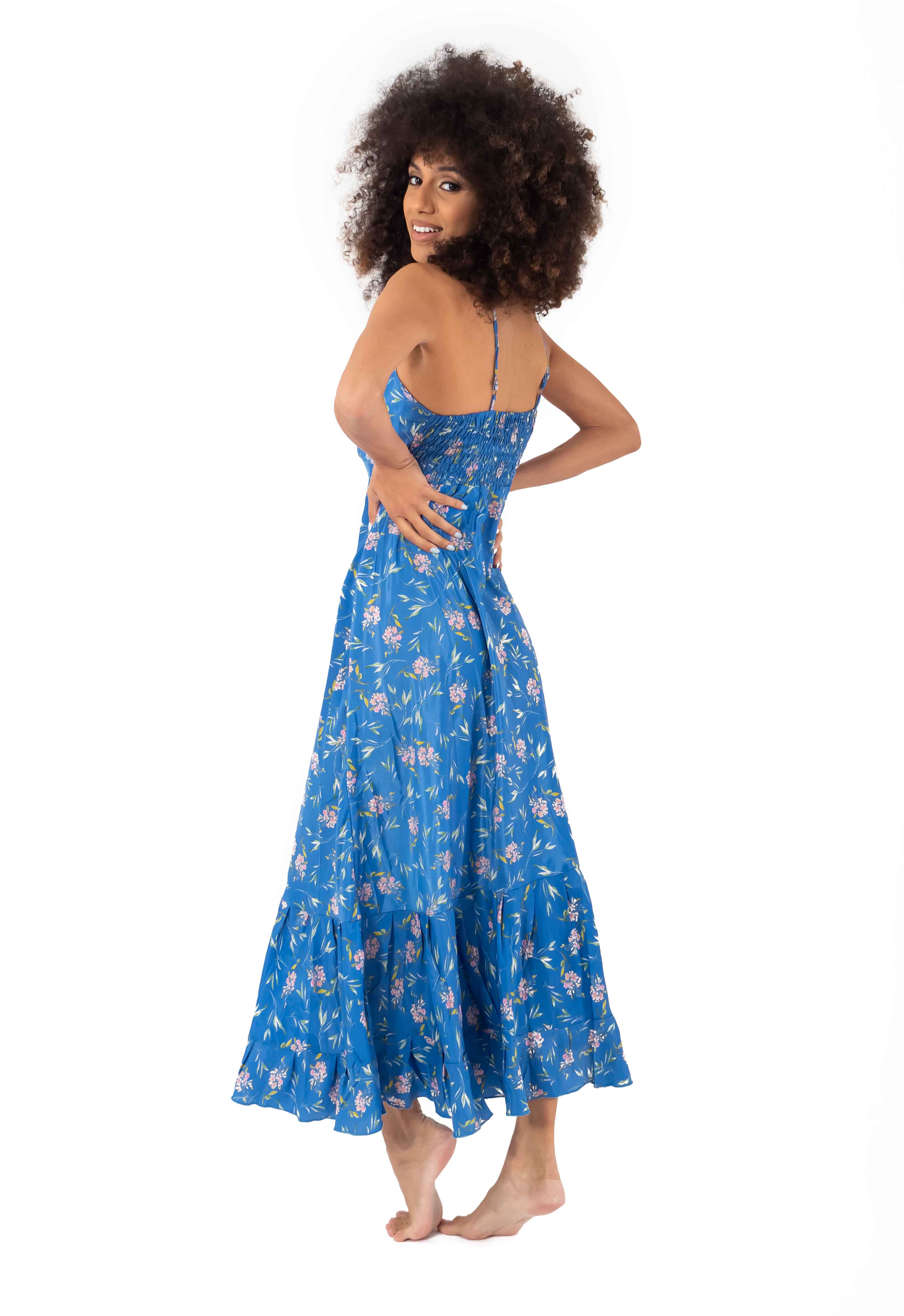 Vestito lungo a fiori con spalline Angie