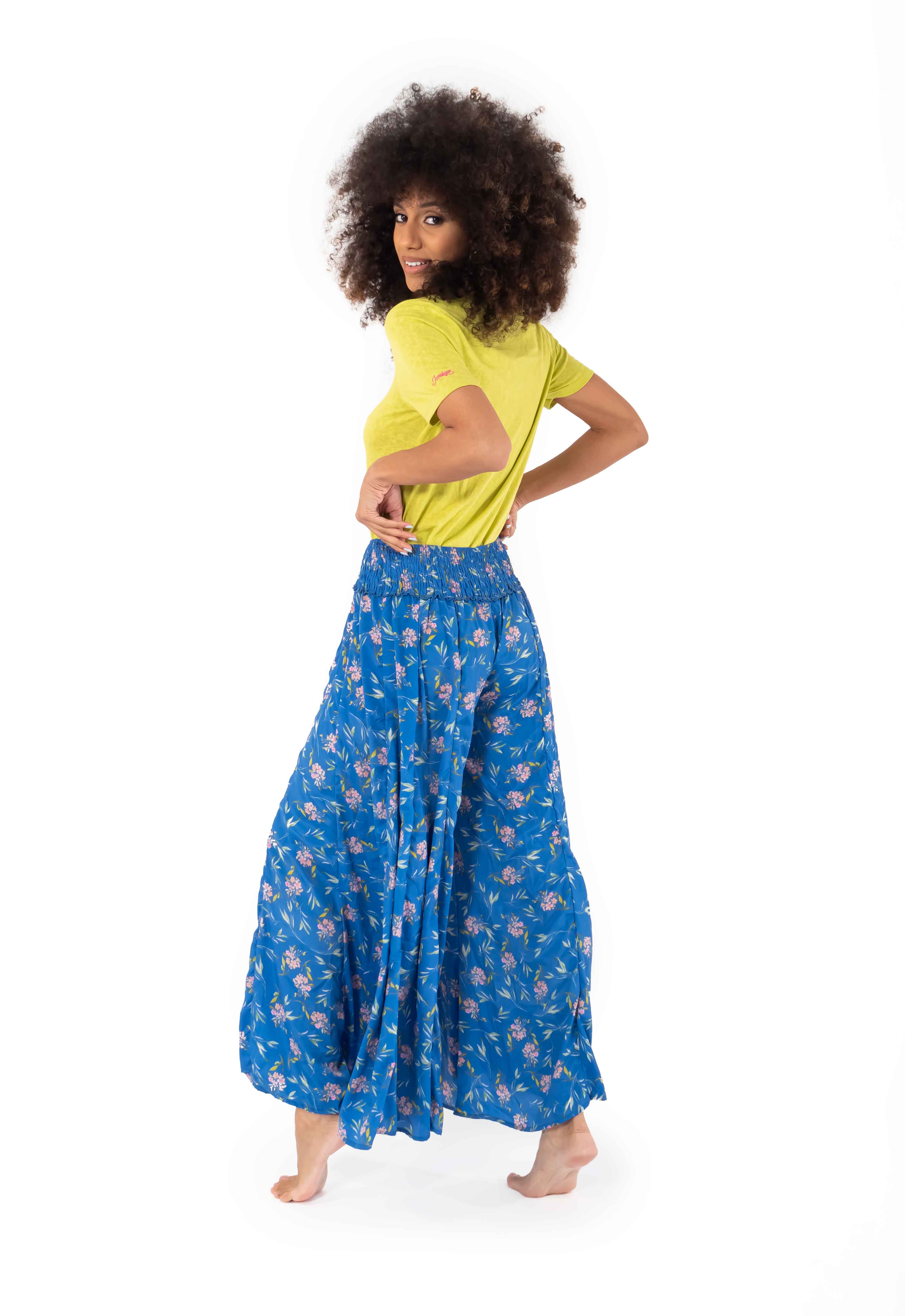 Pantaloni Palazzo a fiori - Azzurri