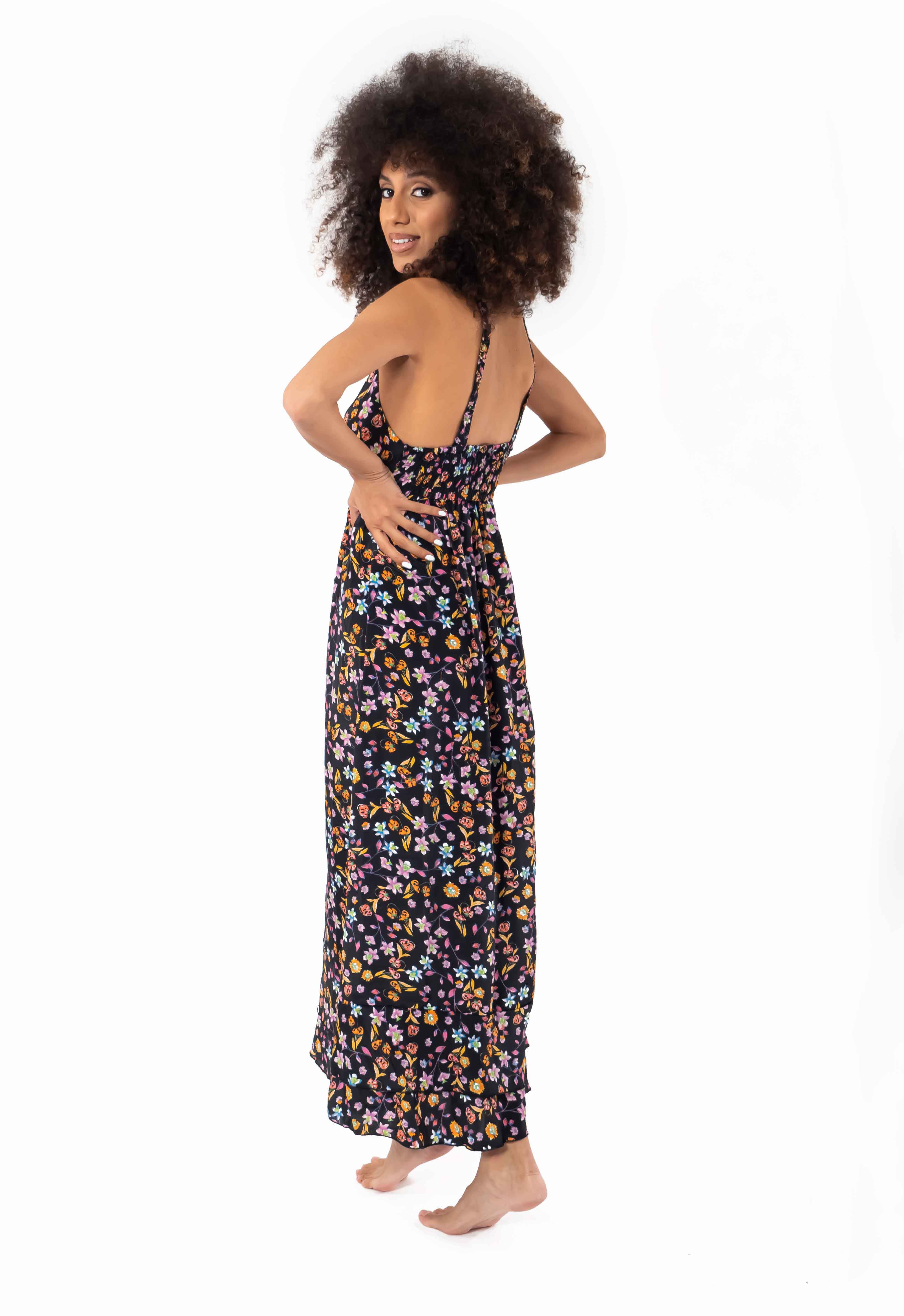 Vestito lungo a fiori con spalline Lidia