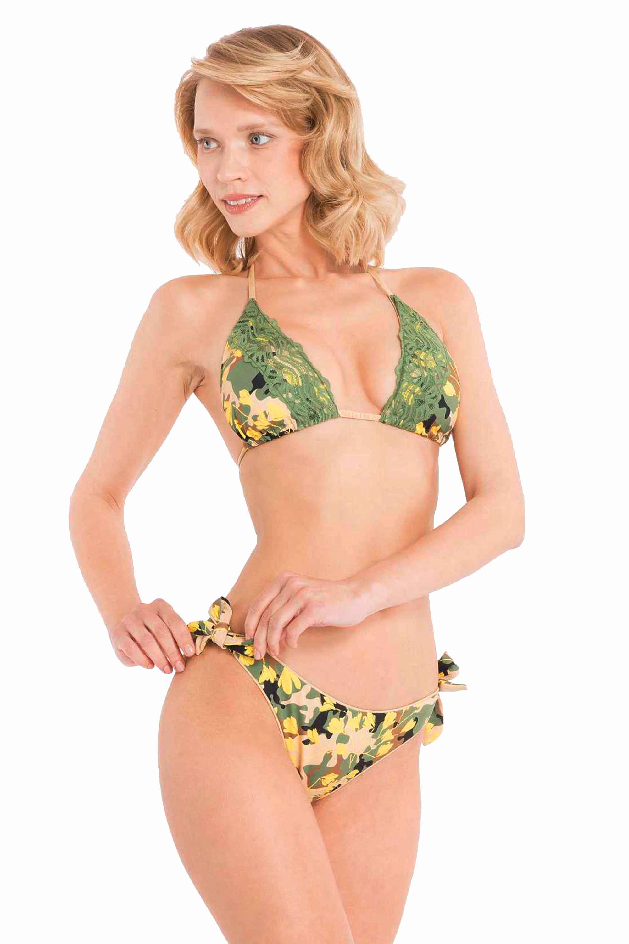 Bikini Triangolino Kiwi con Brasiliana