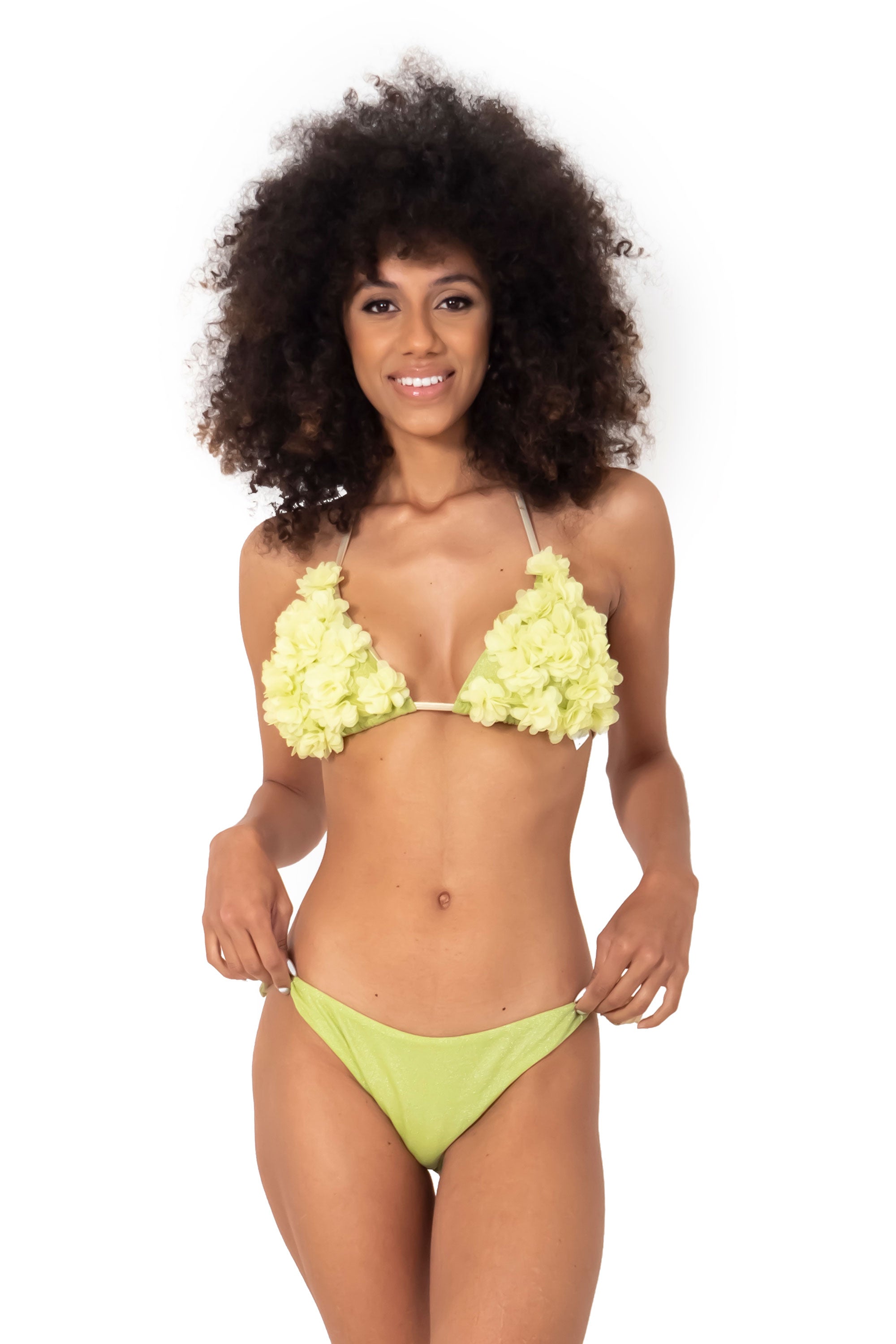 Bikini a triangolo Kiwi con brasiliana Marshmallow