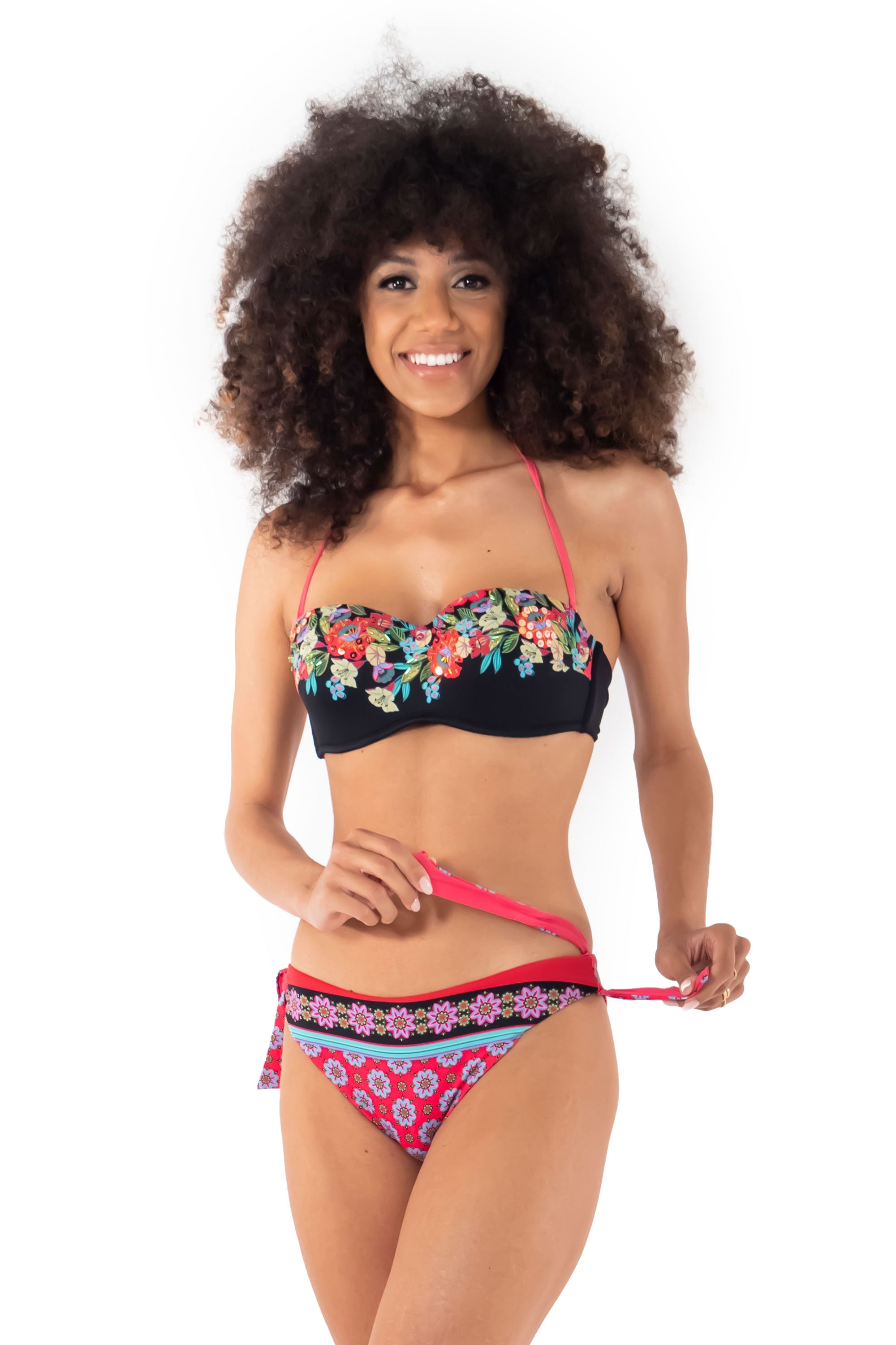 Bikini a fascia con coppe Lampone Isla Mujeres
