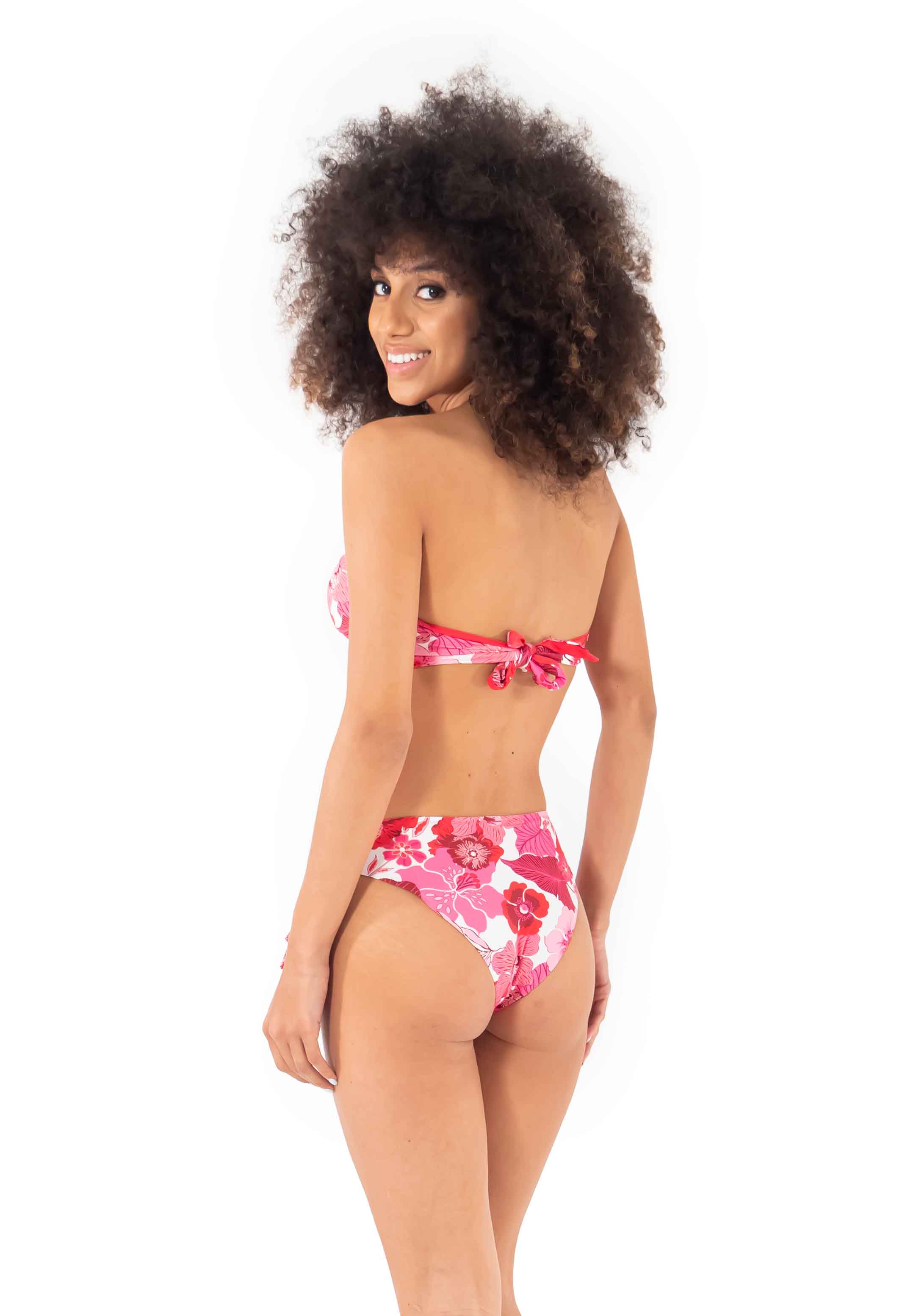 Bikini a fascia con coppe Lampone Flowering Summer
